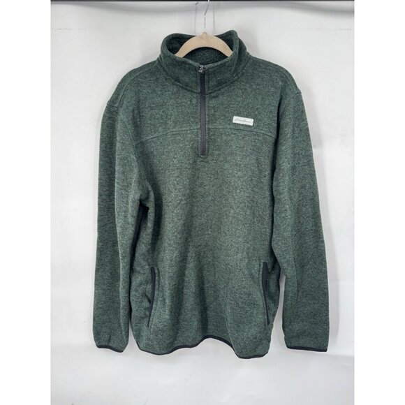 Eddie Bauer Pullover Men Large Green Quarter Zip Fleece Lined Gorpcore Outdoor - Picture 1 of 8